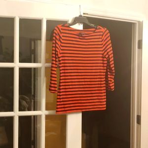The Limited W Sz. M Horizontal Stripped 3/4 Sleeve Blue & Orange